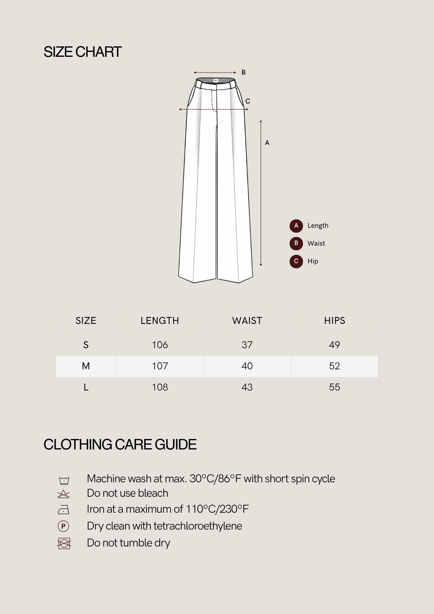 Size chart