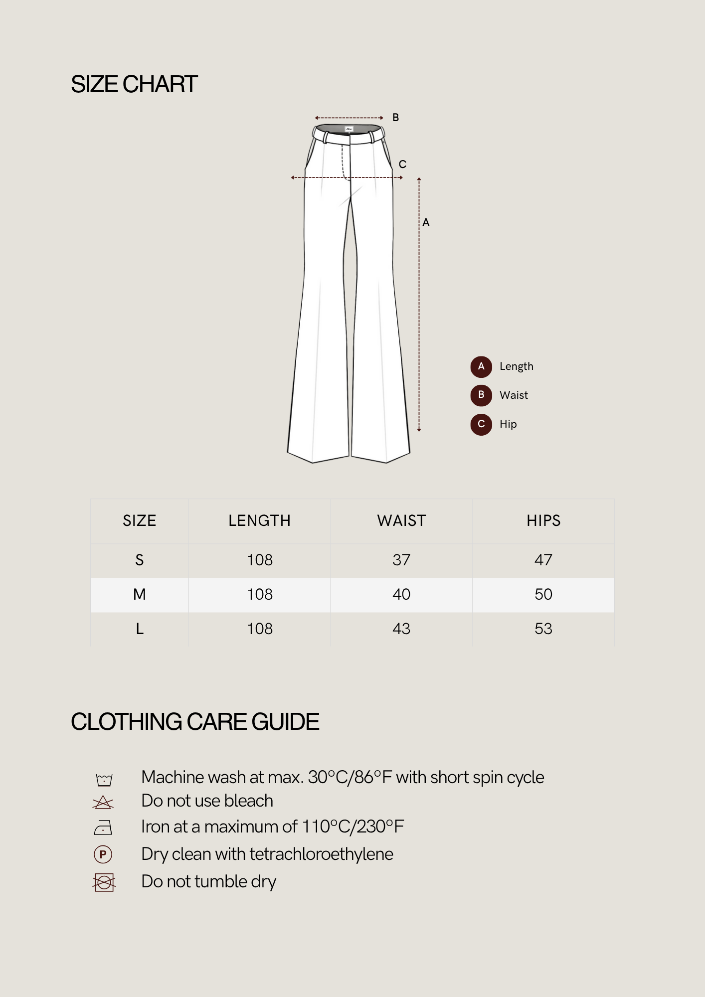 Size chart