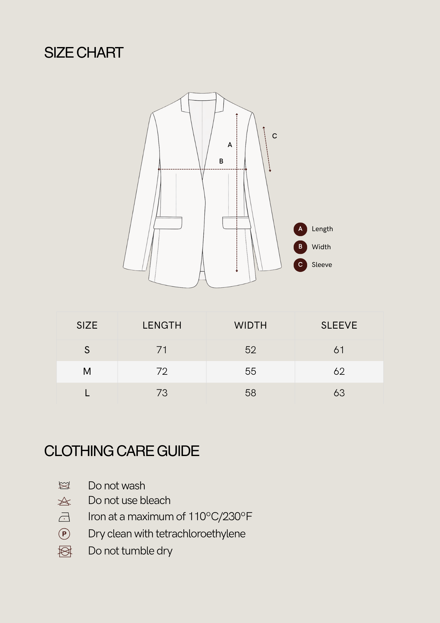 Size chart