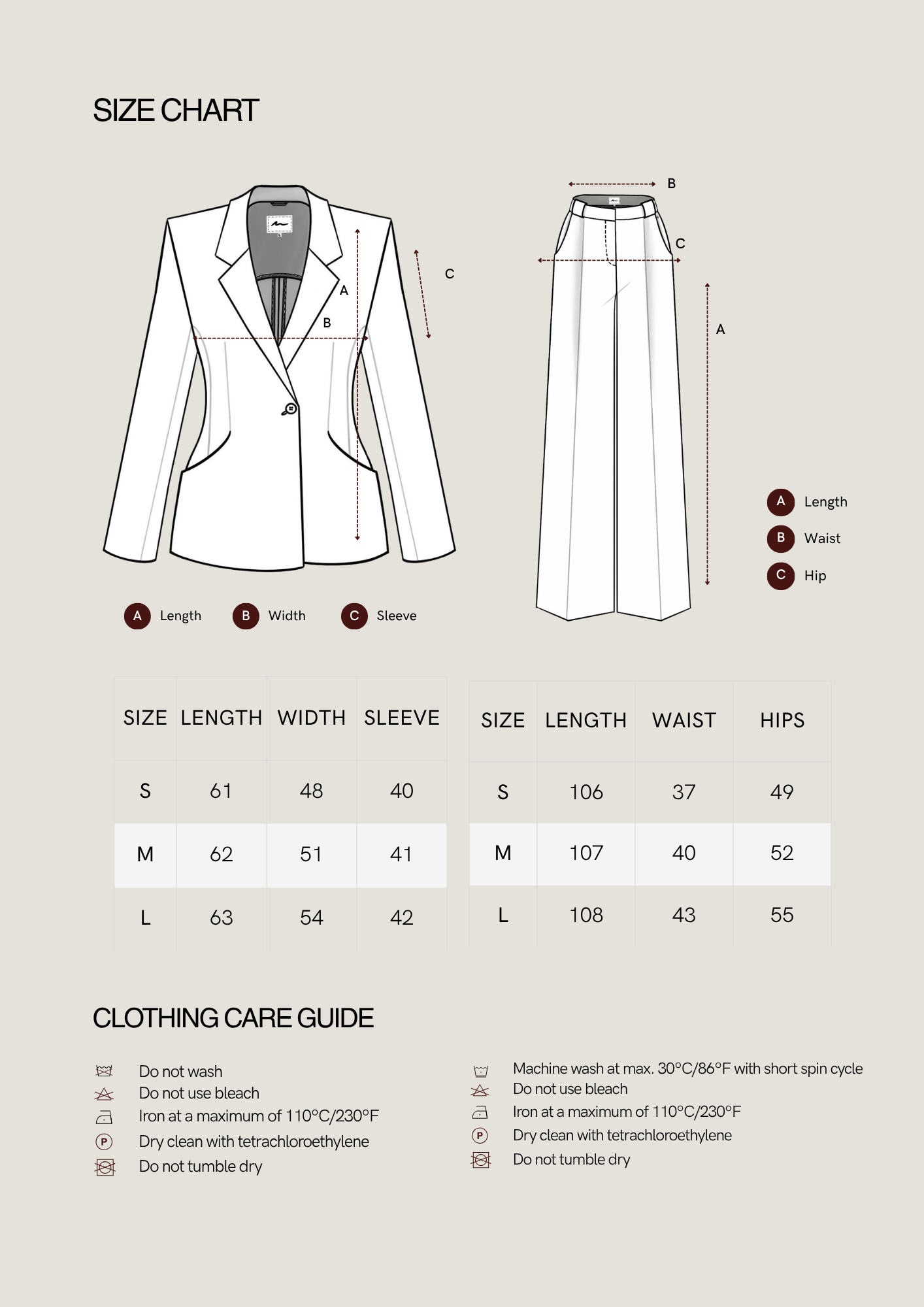 Size chart