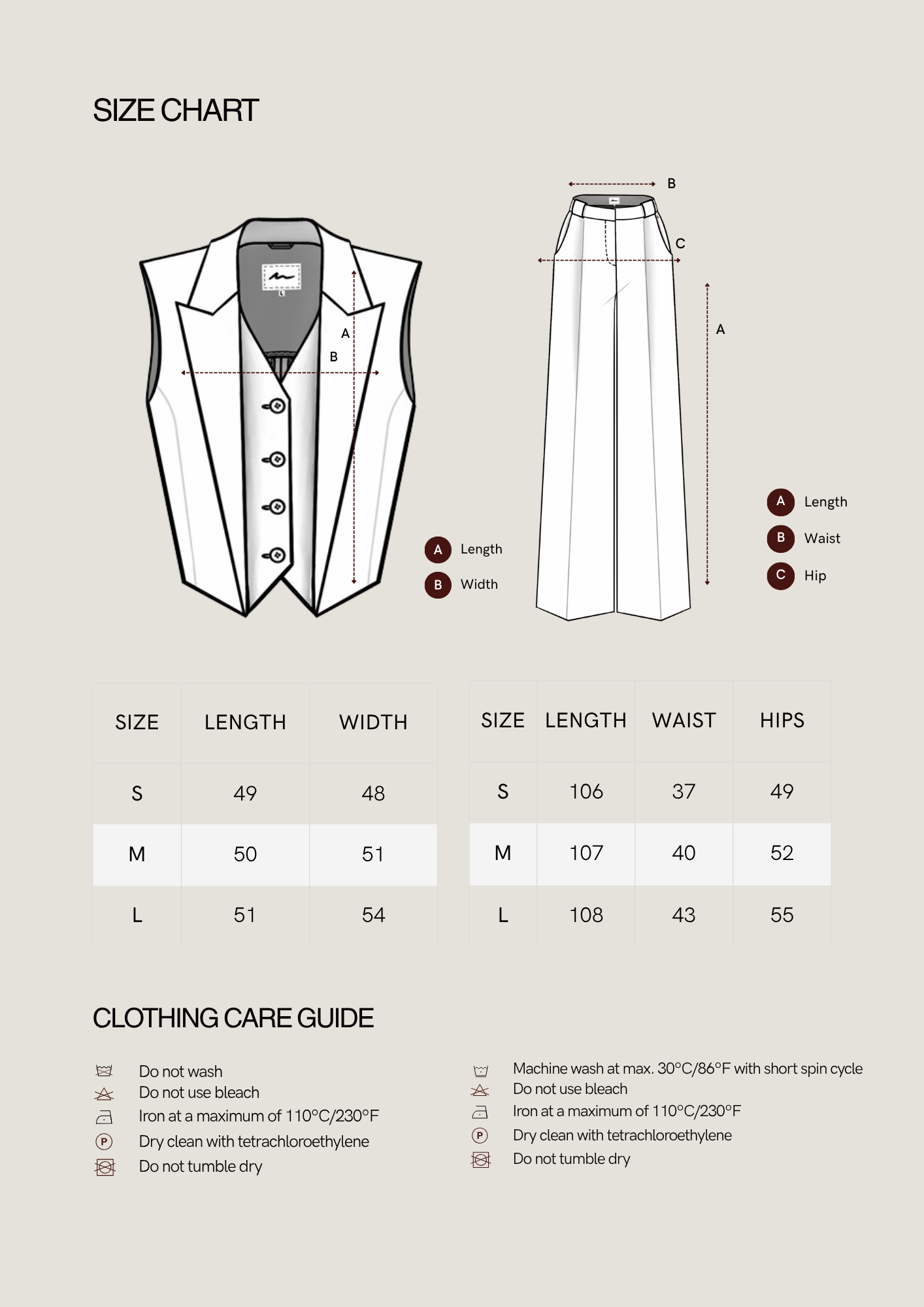 Size chart