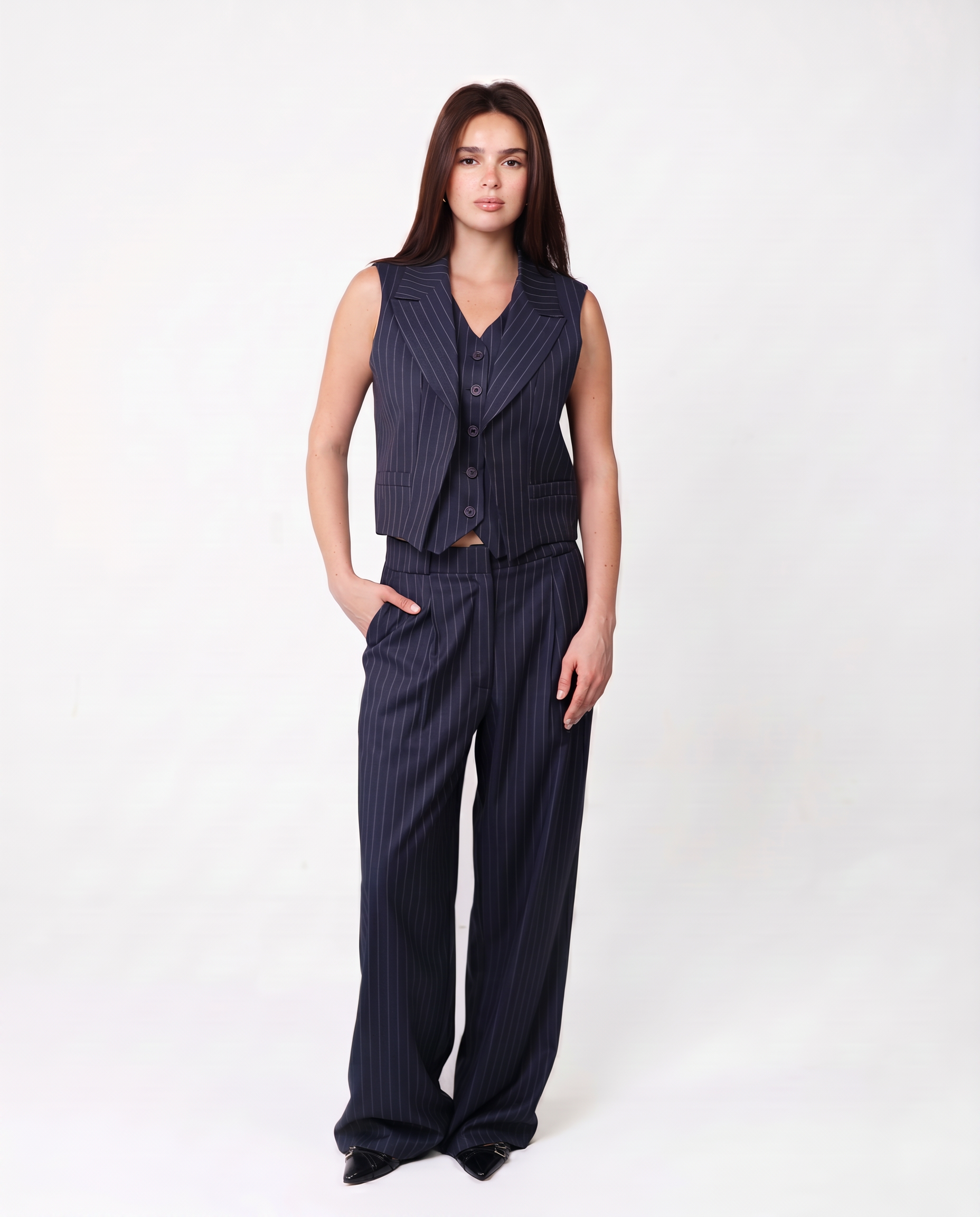 HYPRID SLEEVELESS BLAZER NAVY