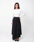 LAYERED MIDI SKIRT WITH RUFFLE IN BLACK