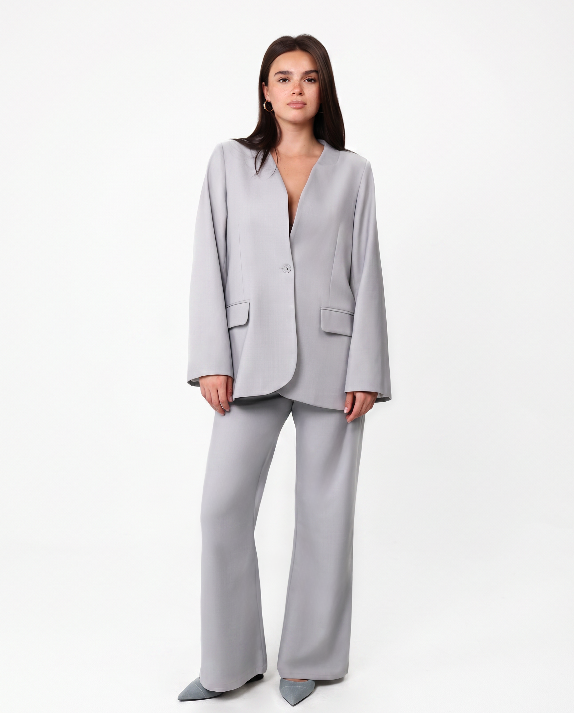 FLARE TROUSERS IN SILVER