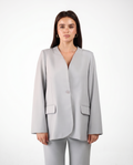 OVERSIZED LAPELLESS BLAZER IN SILVER