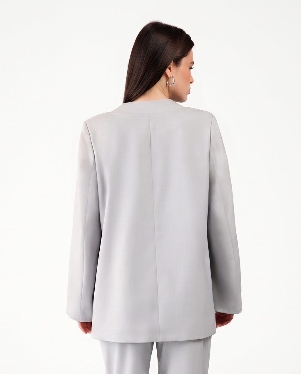 OVERSIZED LAPELLESS BLAZER IN SILVER