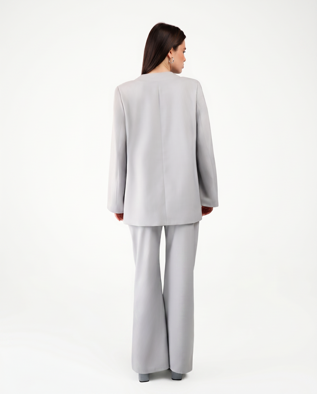FLARE TROUSERS IN SILVER