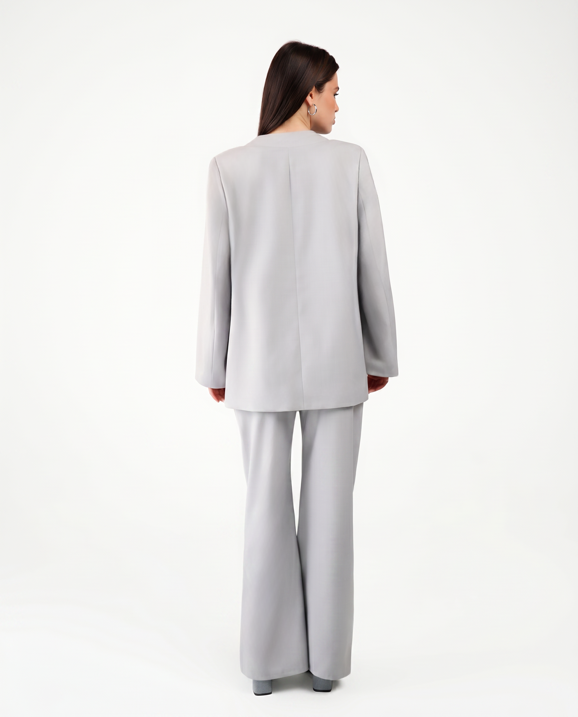 FLARE TROUSERS IN SILVER