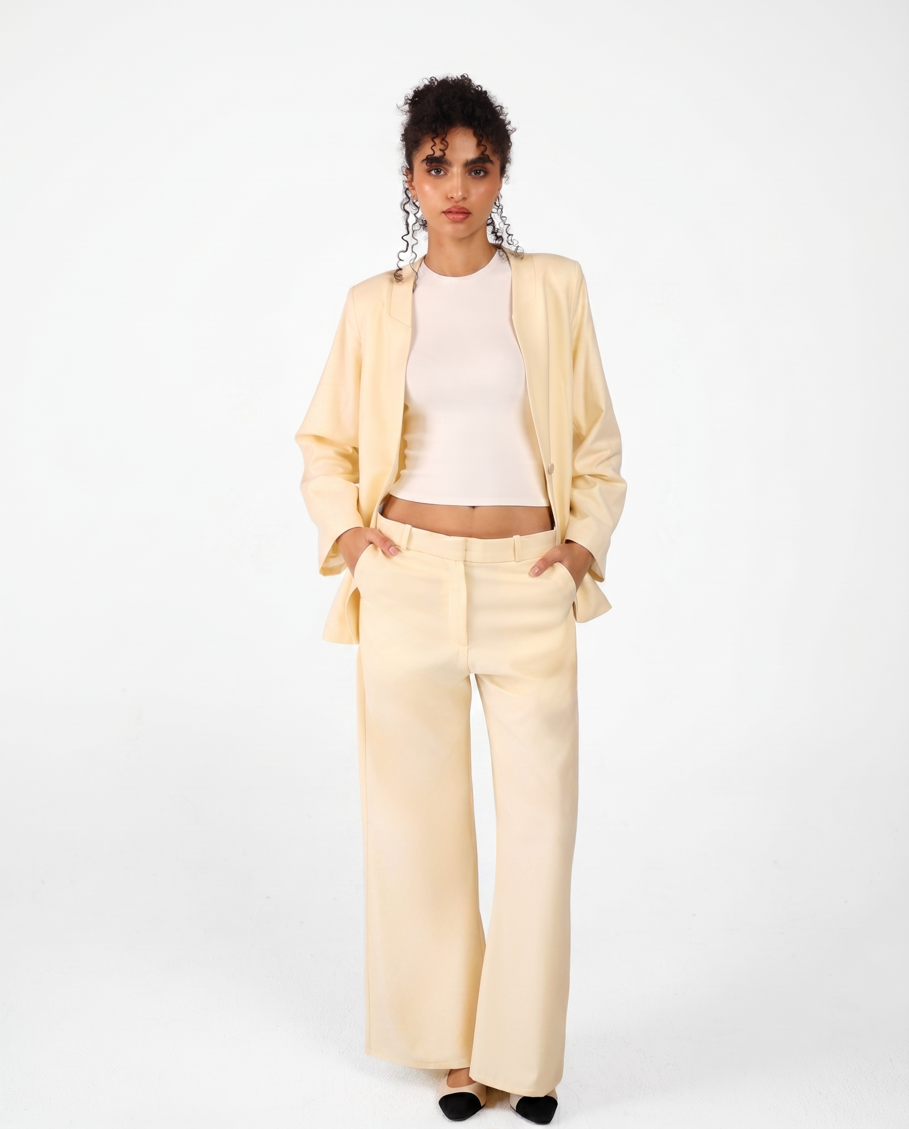 OVERSIZED LAPELLESS BLAZER IN CREAM IVORY