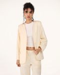 OVERSIZED LAPELLESS BLAZER IN CREAM IVORY