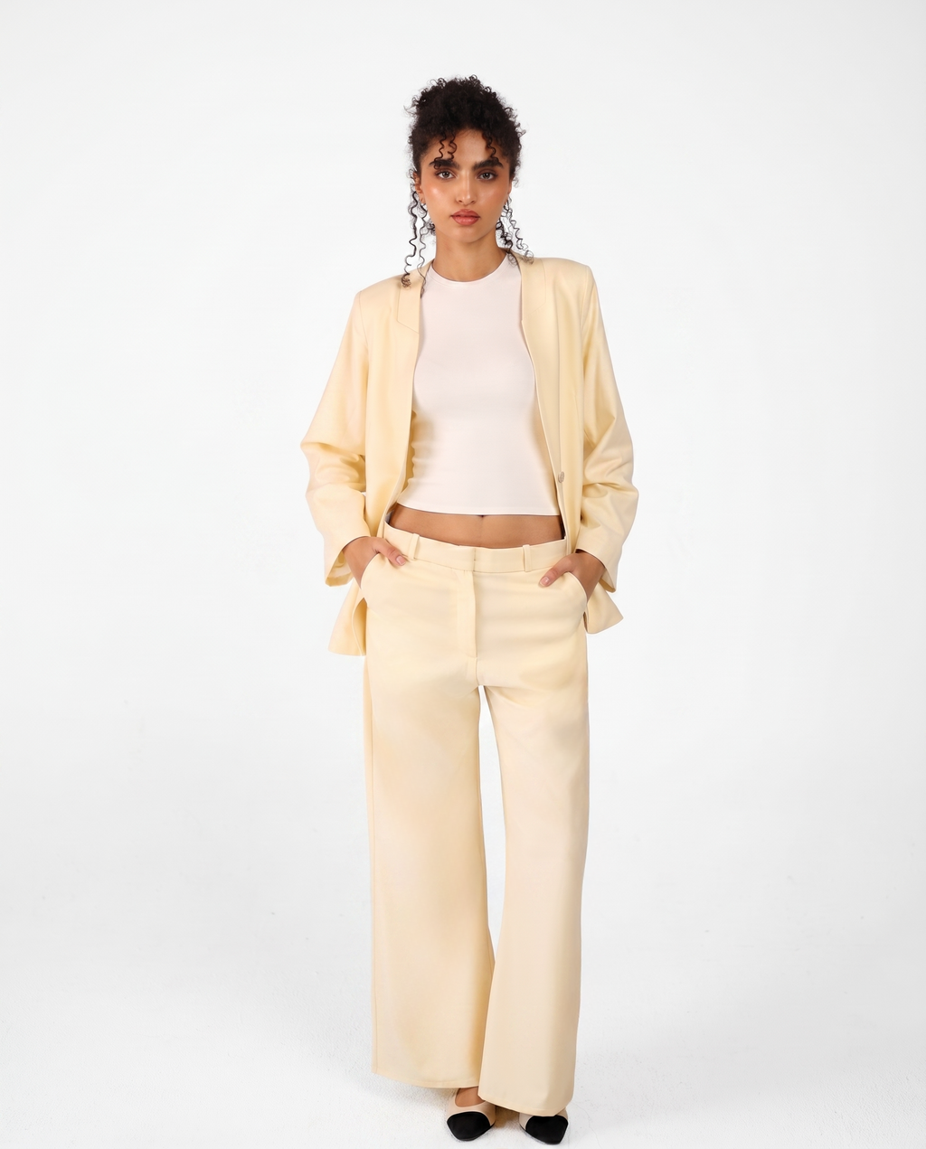 FLARE TROUSERS IN CREAMY IVORY